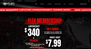 Screenshot of the Flex 24/7 Gym website