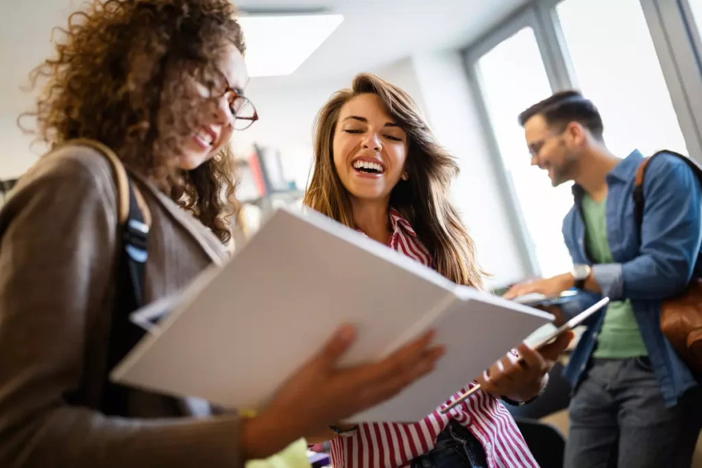 Women looking at a document